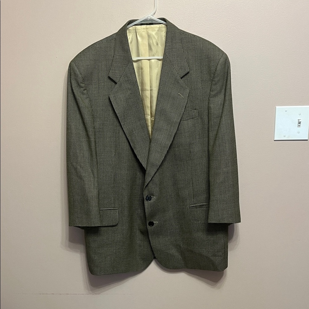 Oscar de la Renta Men's Plaid Blazer in Tan and Black